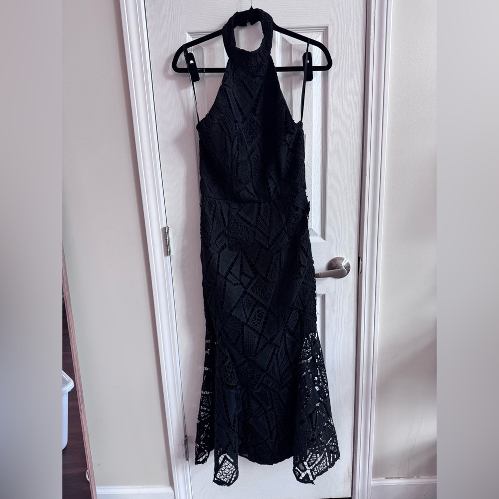 JARLO Black Lace Mermaid Maxi Halter Neck Dress Size 6 NWT